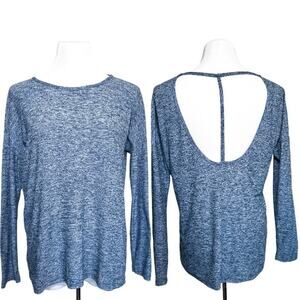 Beyond Yoga Moonrise Spacedye T Back Long Sleeve Tee Shirt Pullover Blue Medium